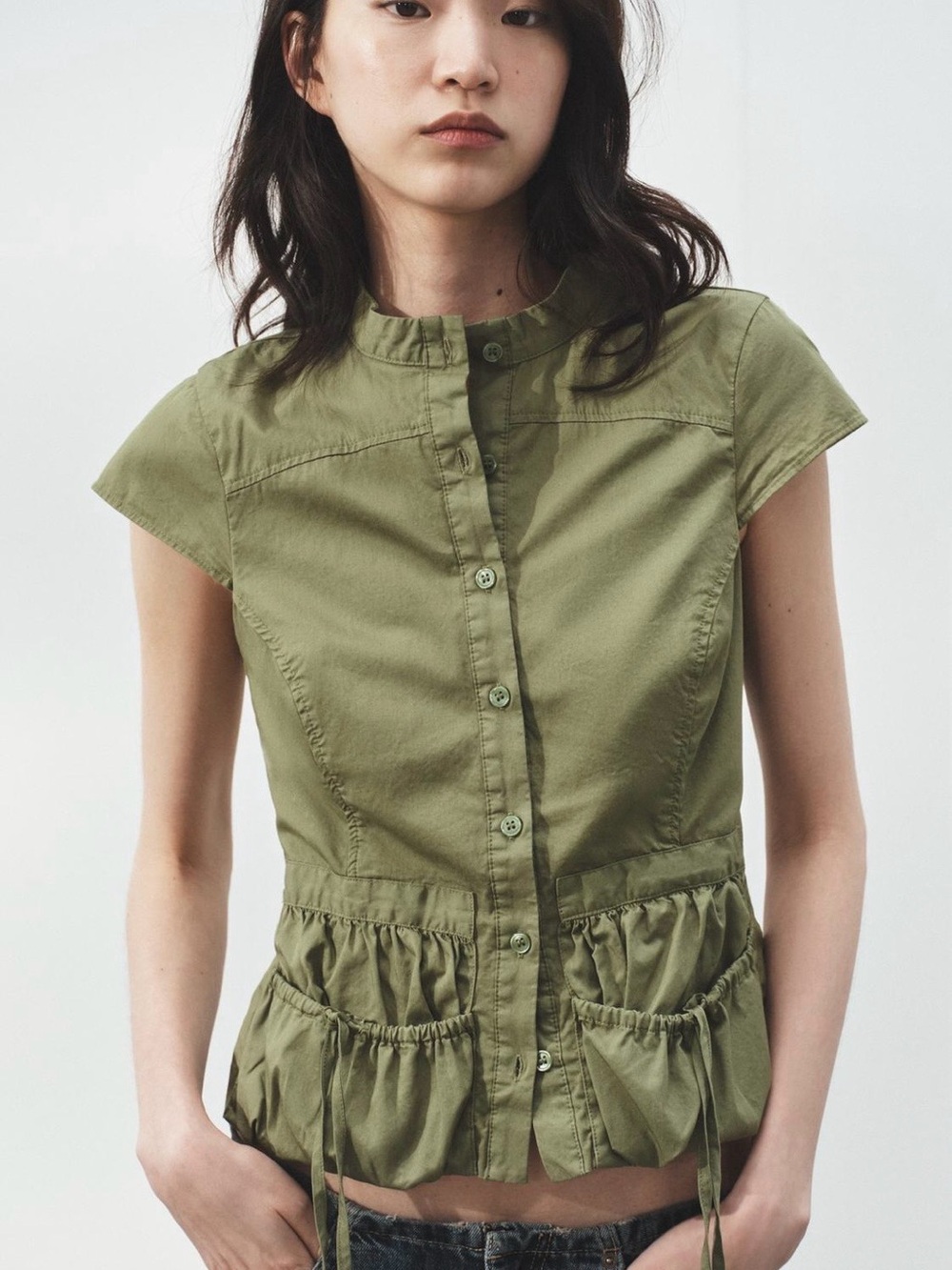 BNWT Zara Olive Green Pocket Trench Coat Top